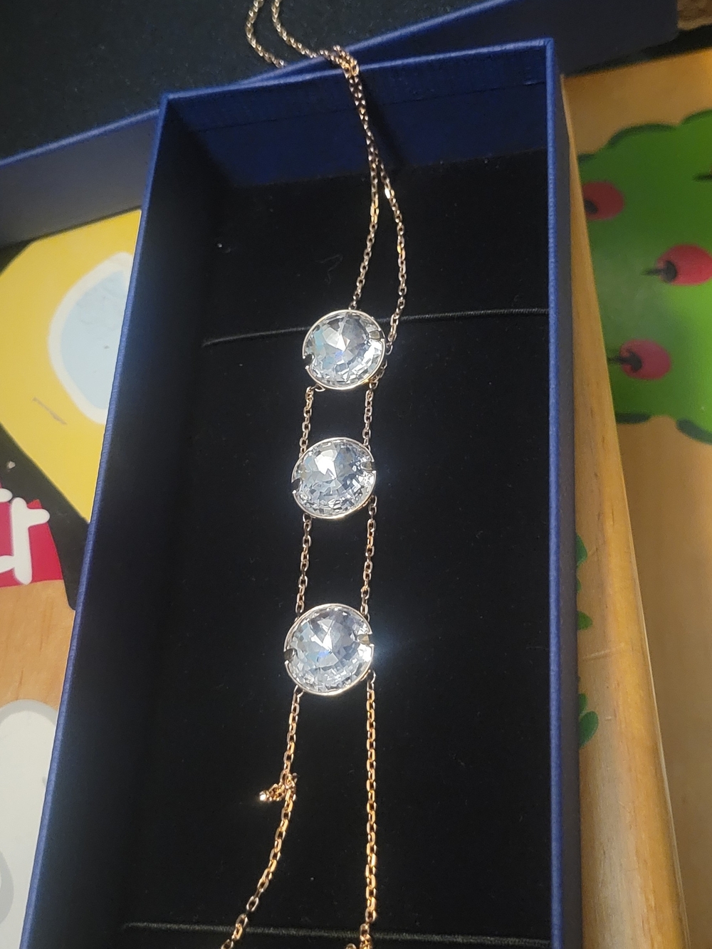 Swarovski Rose Gold Triple Clear Crystal Pendant Necklace